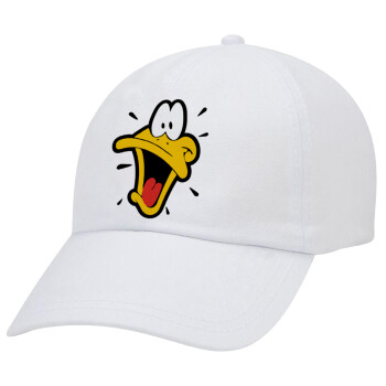 Daffy Duck, Adult Baseball Cap White 5-panel (POLYESTER, ADULT, UNISEX, ONE SIZE)