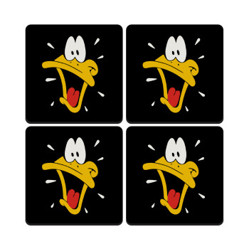 Daffy Duck, ΣΕΤ 4 Σουβέρ ξύλινα τετράγωνα (9cm)