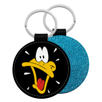 Daffy Duck, Μπρελόκ Δερματίνη, στρογγυλό ΜΠΛΕ (5cm)