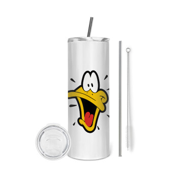 Daffy Duck, Eco friendly stainless steel tumbler 600ml, with metal straw & cleaning brush