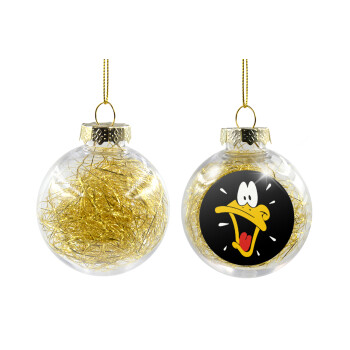 Daffy Duck, Transparent Christmas tree ball ornament with gold filling 8cm