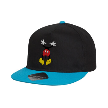 Mickey hide..., Child's Flat Snapback Hat, Black/Blue (100% COTTON, CHILD, UNISEX, ONE SIZE)