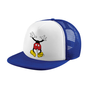 Mickey hide..., Adult Soft Trucker Hat with Blue/White Mesh (POLYESTER, ADULT, UNISEX, ONE SIZE)