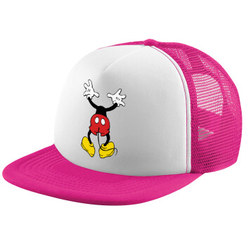 Mickey hide..., Adult Soft Trucker Hat with Pink/White Mesh (POLYESTER, ADULT, UNISEX, ONE SIZE)