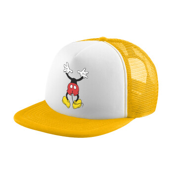 Mickey hide..., Adult Soft Trucker Hat with Yellow/White Mesh (POLYESTER, ADULT, UNISEX, ONE SIZE)