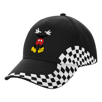 Mickey hide..., Adult Ultimate BLACK RACING Cap, (100% COTTON DRILL, ADULT, UNISEX, ONE SIZE)