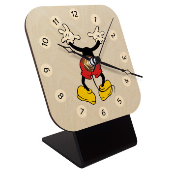 Mickey hide..., Quartz Table clock in natural wood (10cm)