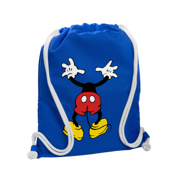 Mickey hide..., Backpack pouch GYMBAG Blue, with pocket (40x48cm) & thick cords