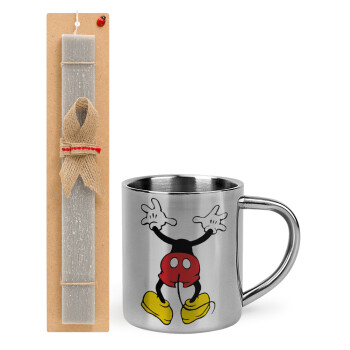 Mickey hide..., Easter Set, metallic thermal cup (300ml) & Easter aromatic flat candle (30cm) (GRAY)