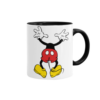 Mickey hide..., Κούπα χρωματιστή μαύρη, κεραμική, 330ml