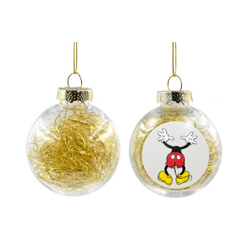 Mickey hide..., Transparent Christmas tree ball ornament with gold filling 8cm