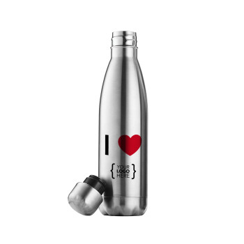 I Love {your logo here}, Inox (Stainless steel) double-walled metal mug, 500ml