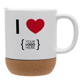 I Love {your logo here}, Ceramic coffee mug Cork (MAT), 330ml (1pcs)