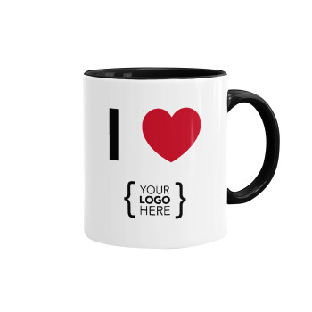 I Love {your logo here}, Mug colored black, ceramic, 330ml