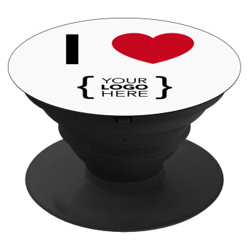 I Love {your logo here}, Phone Holders Stand  Black Hand-held Mobile Phone Holder