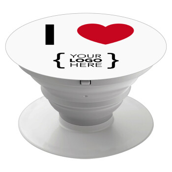 I Love {your logo here}, Phone Holders Stand  White Hand-held Mobile Phone Holder