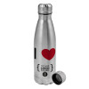 Metallic water bottle, stainless steel, 750ml