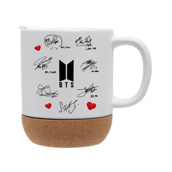 BTS signatures, Κούπα, κεραμική με βάση φελού και καπάκι (ΜΑΤ), 330ml (1 τεμάχιο)