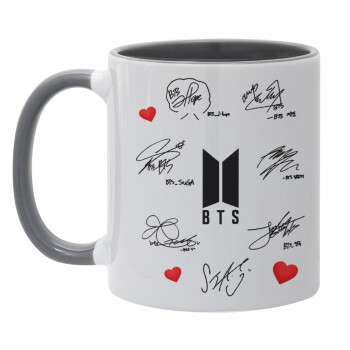 BTS signatures, Mug colored grey, ceramic, 330ml