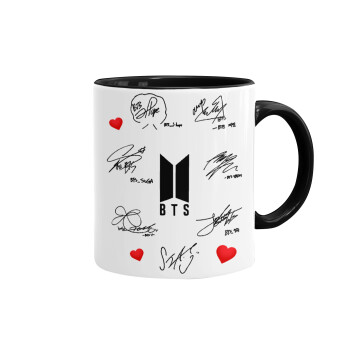 BTS signatures, Mug colored black, ceramic, 330ml