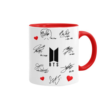 BTS signatures, Mug colored red, ceramic, 330ml