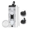 Travel Tumbler 2 Lids, with metal straw & cleaning brush (Stainless steel 304 Food grade, BPA free, 600ml)