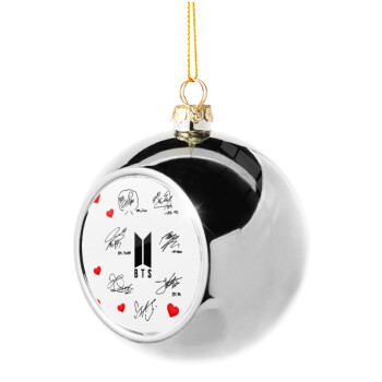 BTS signatures, Silver 8cm Christmas tree ball ornament