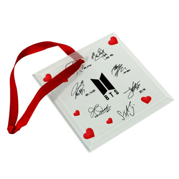 BTS signatures, Christmas ornament, glass square ornament 9x9cm