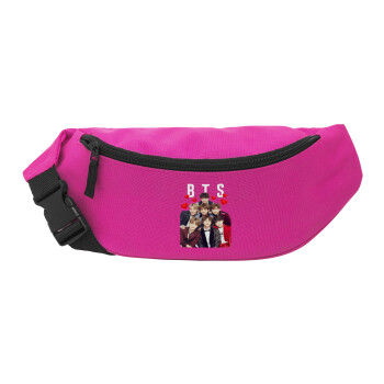 BTS hearts, Unisex waist bag (banana) in PINK color with 2 pockets