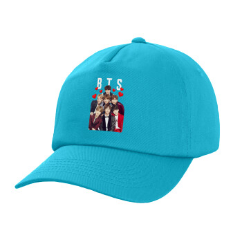 BTS hearts, Children's Baseball Cap, 100% Cotton Twill, Blue (COTTON, CHILDREN, UNISEX, ONE SIZE)