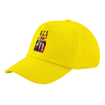 BTS hearts, Child's Baseball Cap, 100% Cotton Twill, Yellow (COTTON, CHILD, UNISEX, ONE SIZE)