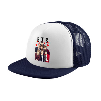 BTS hearts, Καπέλο Ενηλίκων Soft Trucker με Δίχτυ Dark Blue/White (POLYESTER, ΕΝΗΛΙΚΩΝ, UNISEX, ONE SIZE)