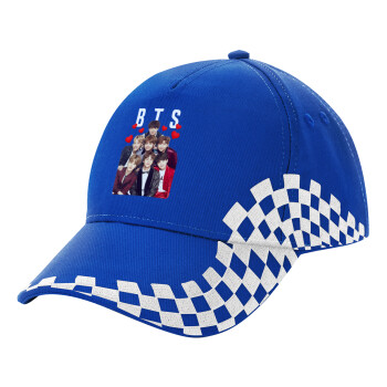 BTS hearts, Adult Ultimate BLUE RACING Cap, (100% COTTON DRILL, ADULT, UNISEX, ONE SIZE)