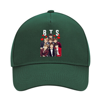 BTS hearts, Adult Ultimate Hat GREEN, (100% COTTON DRILL, ADULT, UNISEX, ONE SIZE)