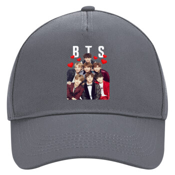 BTS hearts, Ultimate Adult Hat Grey, (100% COTTON DRILL, ADULT, UNISEX, ONE SIZE)