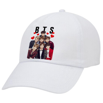 BTS hearts, Καπέλο Ενηλίκων Baseball Λευκό 5-φύλλο (POLYESTER, ΕΝΗΛΙΚΩΝ, UNISEX, ONE SIZE)