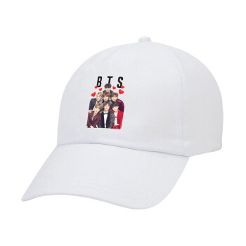 BTS hearts, Καπέλο Ενηλίκων Baseball Λευκό 5-φύλλο (POLYESTER, ΕΝΗΛΙΚΩΝ, UNISEX, ONE SIZE)