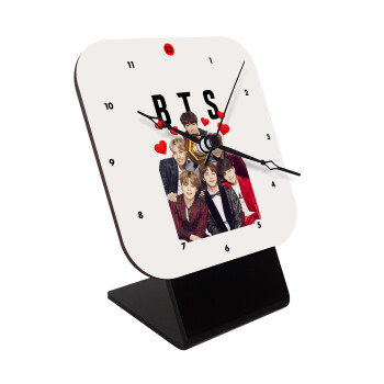 BTS hearts, Quartz Wooden table clock with hands (10cm)