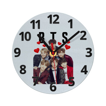 BTS hearts, Ρολόι τοίχου γυάλινο (20cm)