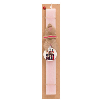 BTS hearts, Easter Set, wooden keychain & scented flat Easter candle (30cm) (PINK)