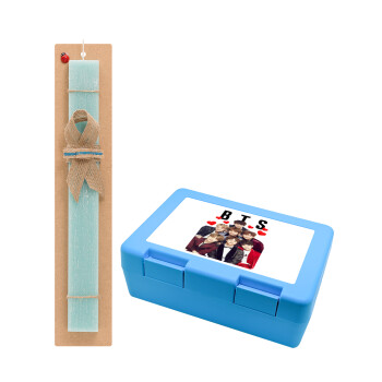 BTS hearts, Easter Set, children's snack container BLUE & Easter aromatic flat candle (30cm) (TURQUOISE)