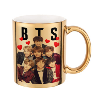 BTS hearts, Mug ceramic, gold mirror, 330ml