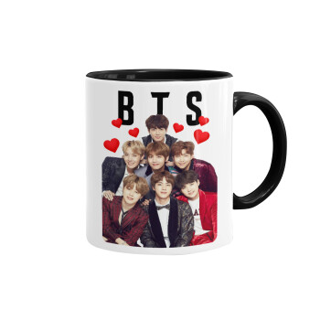 BTS hearts, Mug colored black, ceramic, 330ml