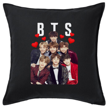 BTS hearts, Sofa cushion black 50x50cm includes filling