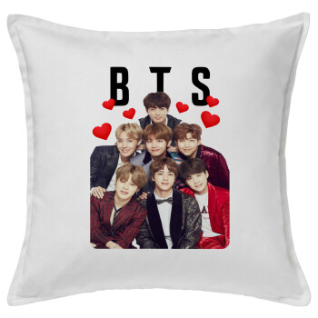 BTS hearts, Sofa cushion White 50x50cm includes filling