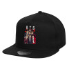 Children's Flat Snapback Hat, Black (100% COTTON, CHILD, UNISEX, ONE SIZE)