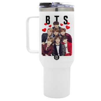 BTS hearts, Mega Stainless steel Tumbler with lid, double wall 1,2L
