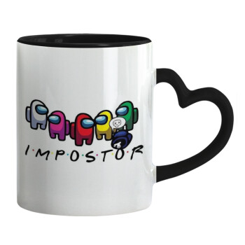 Among US impostor, Mug heart black handle, ceramic, 330ml