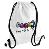 Backpack pouch GYMBAG white, with pocket (40x48cm) & thick cords