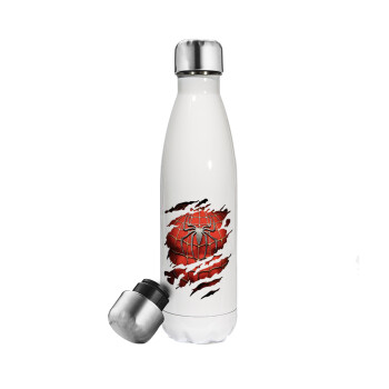 Spiderman cracked, Metal mug thermos White (Stainless steel), double wall, 500ml